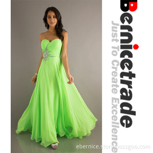 Green Pink Long Chiffon Formal Bridesmaid Prom Evening Dresses
